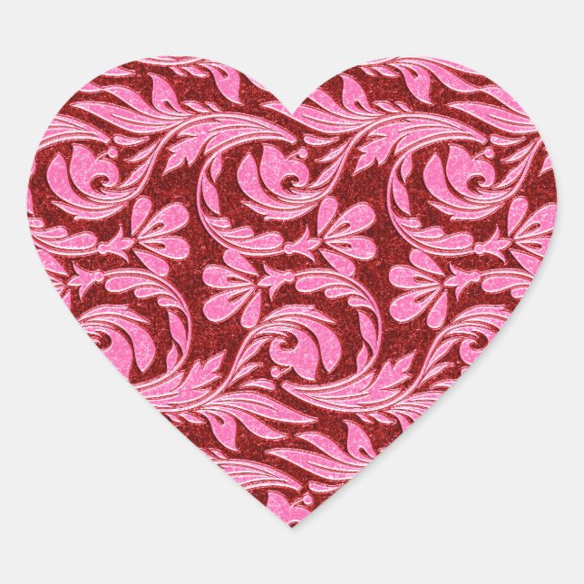 Metallic Waves, Pink-Red Heart Sticker (Front)
