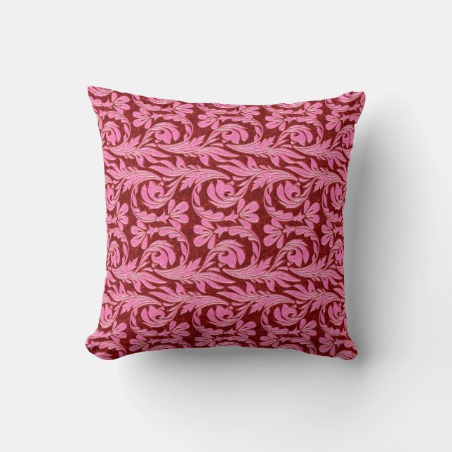 Metallic Waves, Pink-Red-Square Throw Pillow (Front)