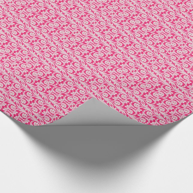 Metallic Waves Pink-White Wrapping Paper (Corner)