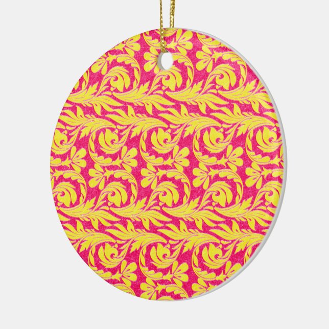 Metallic Waves Pink-Yellow Ceramic Tree Decoration (Left)