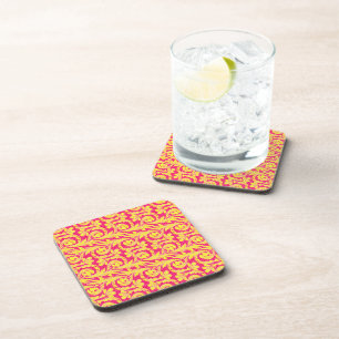 Metallic Waves Pink-Yellow Coaster