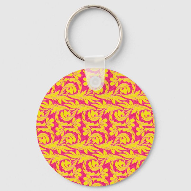Metallic Waves Pink-Yellow Key Ring (Front)
