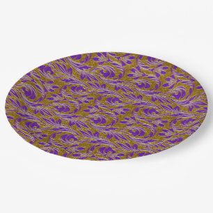 Metallic Waves-Purple-Gold-2-PAPER PARTY PLATES