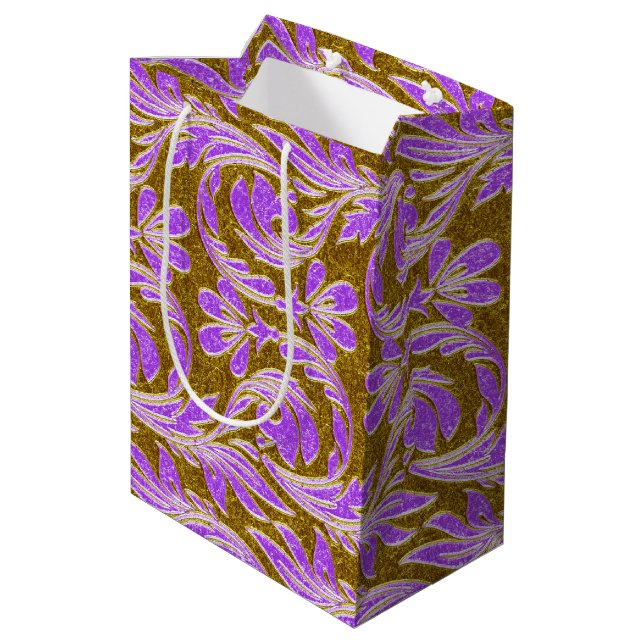Metallic Waves-Purple-Gold-GIFT BAG m (Back Angled)