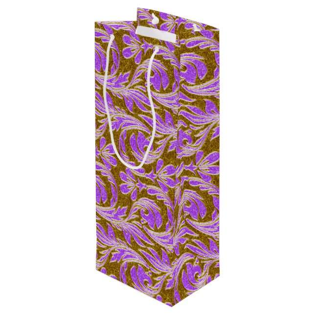 Metallic Waves-Purple-Gold-WINE GIFT BAG (Back Angled)