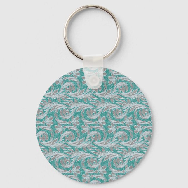 Metallic Waves, Seafoam-White KEYCHAIN (Front)