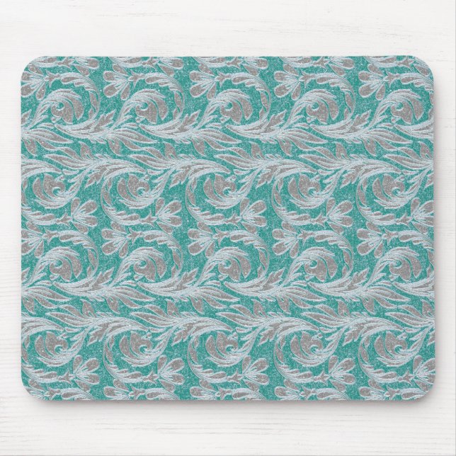 Metallic Waves, Seafoam-White MOUSEPAD (Front)