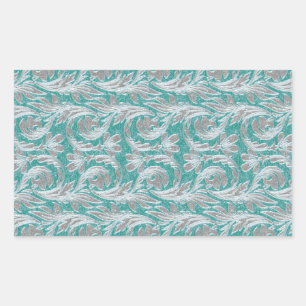 Metallic Waves, Seafoam-White Rec.Sticker Rectangular Sticker