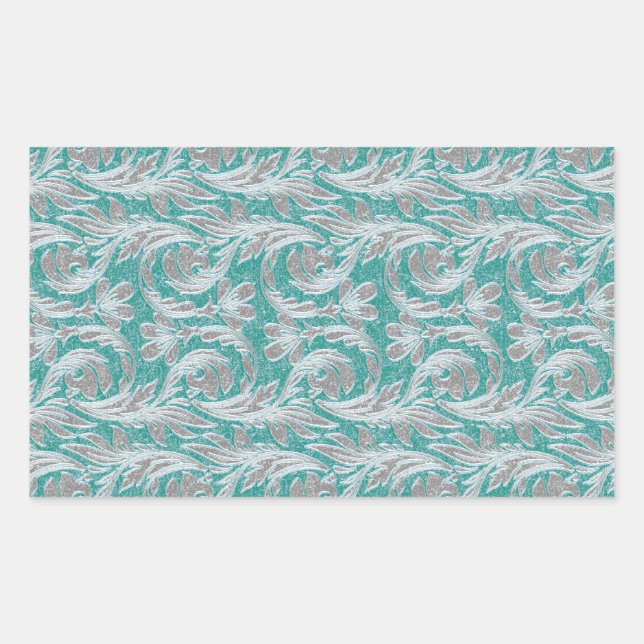 Metallic Waves, Seafoam-White Rec.Sticker Rectangular Sticker (Front)
