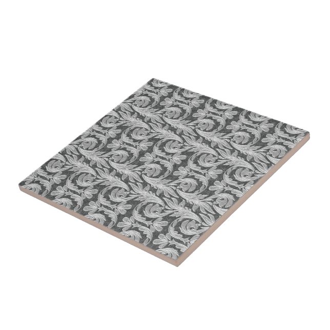Metallic Waves, Silver-White CERAMIC TILE (Side)