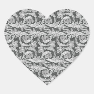 Metallic Waves, Silver-White HEART STICKER