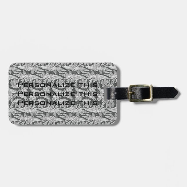 Metallic Waves, Silver-White LUGGAGE TAG (Front Horizontal)