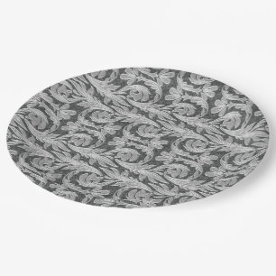 Metallic Waves-Silver-White-PAPER PARTY PLATES