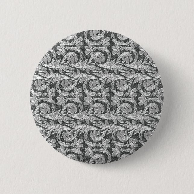 Metallic Waves, Silver-White PIN BUTTON (Front)