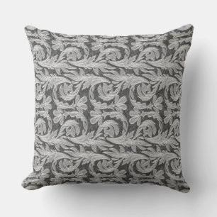 Metallic Waves, Silver-White- Square Throw Pillow