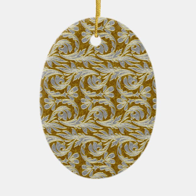 Metallic Waves, White-Gold OVAL ORNAMENTS (Front)