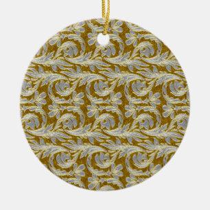 Metallic Waves, White-Gold ROUND ORNAMENT