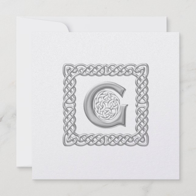 Metallic Wedding Invitation Celtic Monogram G (Front)