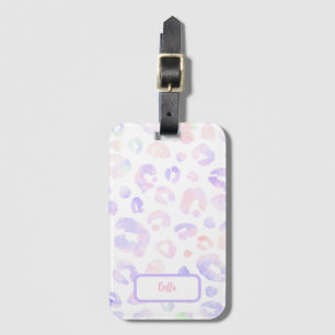 Metallic White Leopard Pattern Luggage Tag