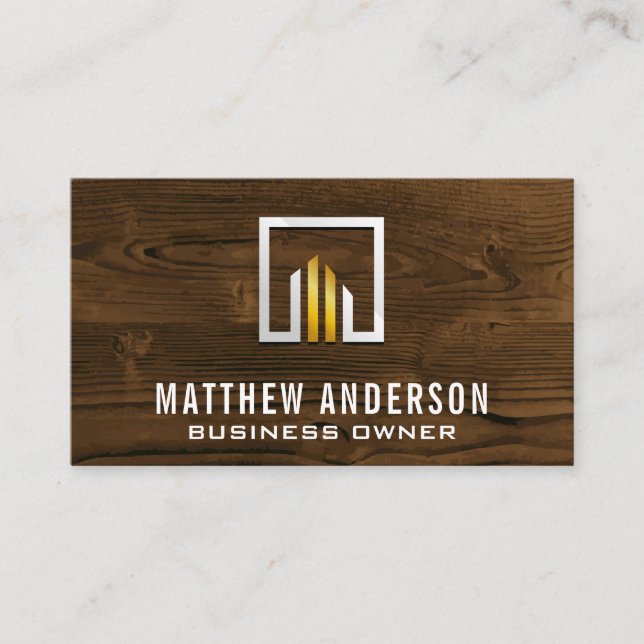 Metallic | Wood | Carpentry  Business Card (Front)