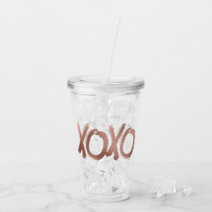Metallic XOXO Rose Gold Valentine's Day Love Acrylic Tumbler