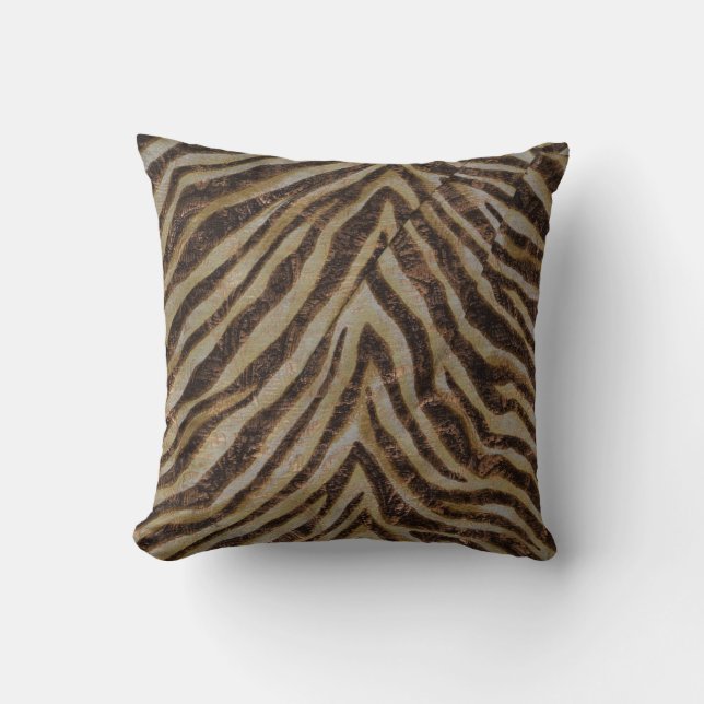 Metallic Zebra Animal Print bronze gold copper tan Cushion (Front)