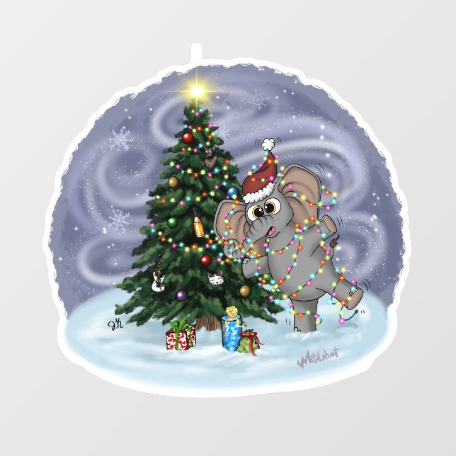 Metalphant Wilbur in Lights Window Cling (Sheet)