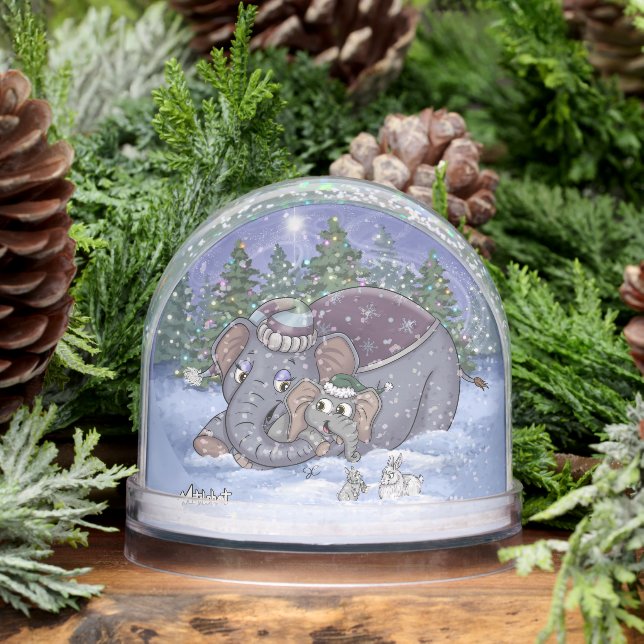 Metalphant Wilbur & Mom Snow Globe (Winter)