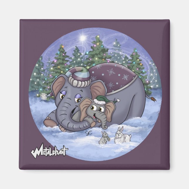 Metalphant Wilbur & Mum Magnet (Front)