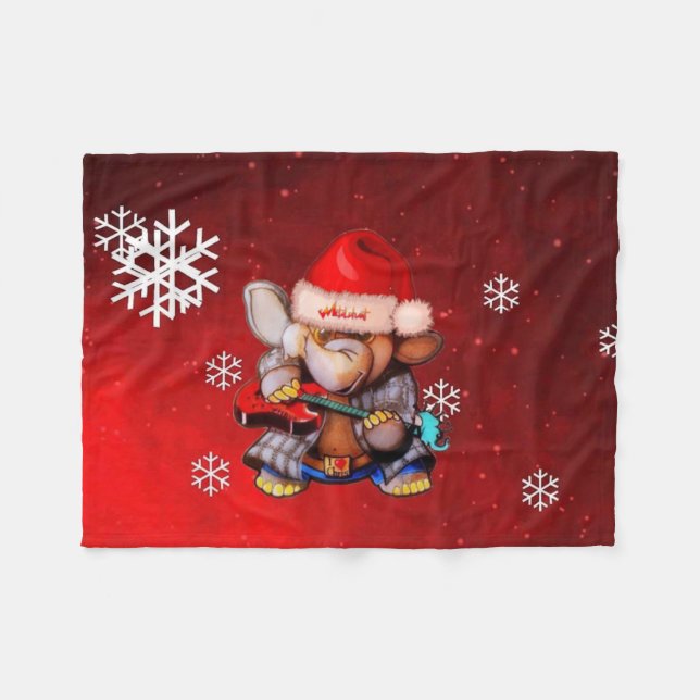 Metalphant Winter Holiday Fleece Blanket (red) (Front (Horizontal))