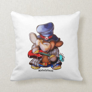 Metalphant with Guitar & Logo - White Cushion