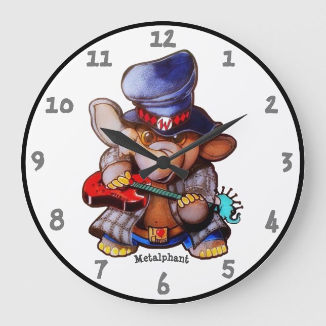 Metalphant with Guitar Wall Clock - Acrylic (Front)