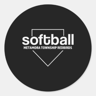 Metamora Township Redbirds Softll Home Plate Classic Round Sticker