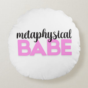 metaphysical babe bold pink script typography round cushion