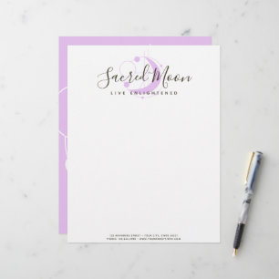 Metaphysical Geometric Moon Minimalist Purple Custom Letterhead
