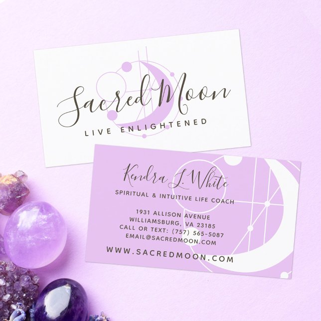 Metaphysical Moon Minimalist Purple Business Card (Creator Uploaded)
