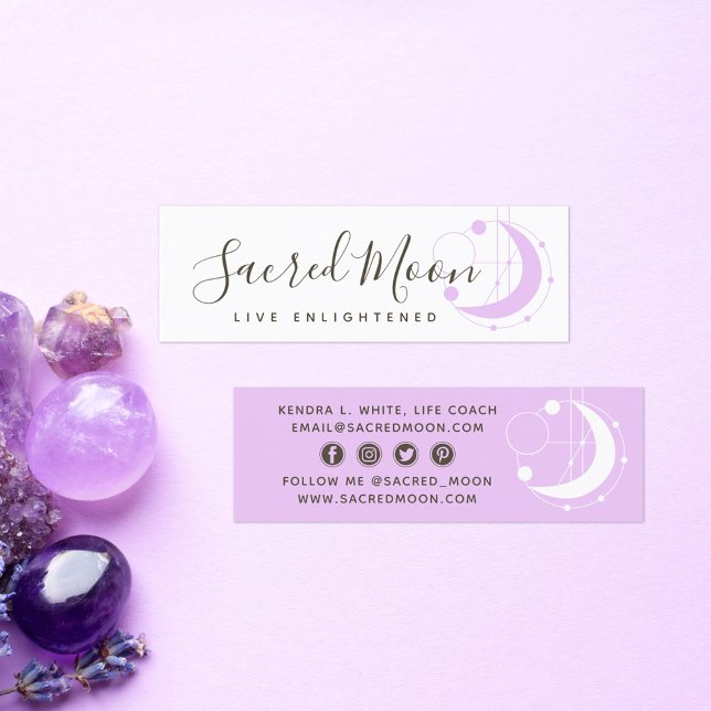 Metaphysical Moon Minimalist Purple Social Media Mini Business Card (Creator Uploaded)