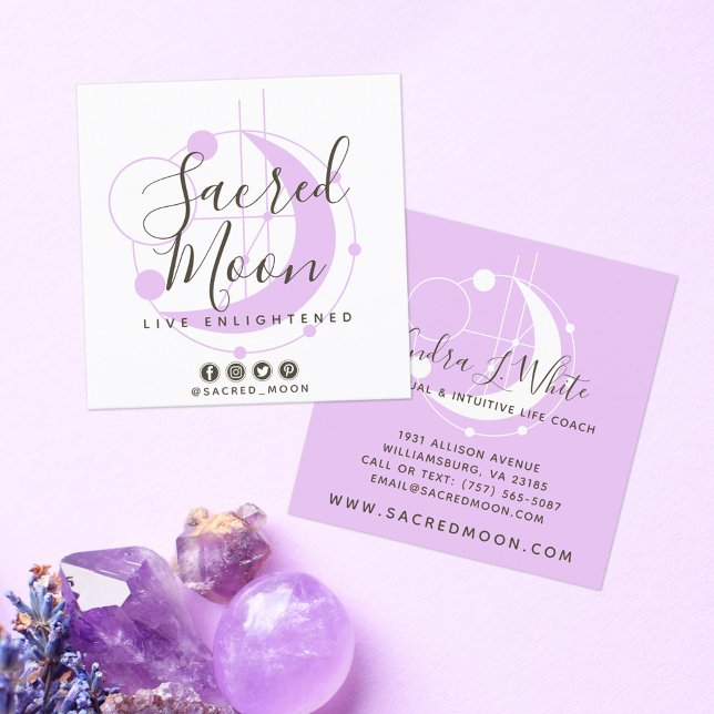 Metaphysical Moon Minimalist Purple Social Media Square Business Card (Creator Uploaded)