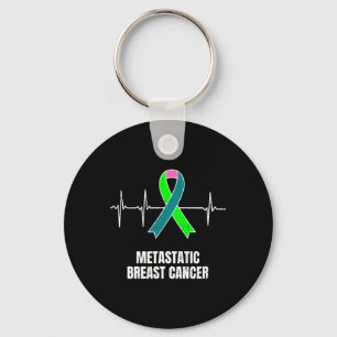 Metastatic Breast Cancer Awareness Design Heartbea Key Ring