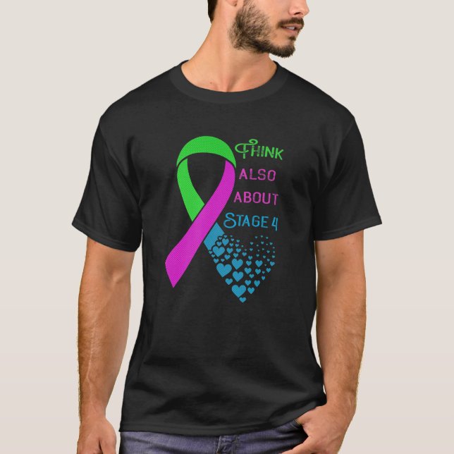 Metastatic Breast Cancer Awareness Heart Ribbon Gr T-Shirt (Front)