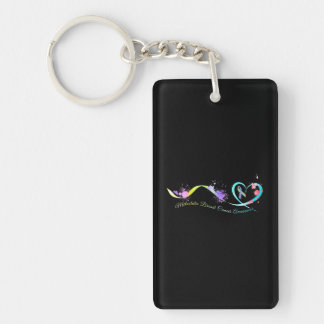 Metastatic Breast Cancer Awareness Heart Ribbon Key Ring