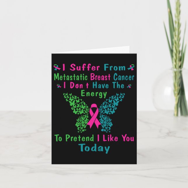 Metastatic Breast Cancer Awareness Ribbon Warrior  Card (Front)