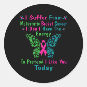Metastatic Breast Cancer Awareness Ribbon Warrior Classic Round Sticker