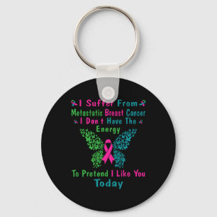 Metastatic Breast Cancer Awareness Ribbon Warrior Key Ring