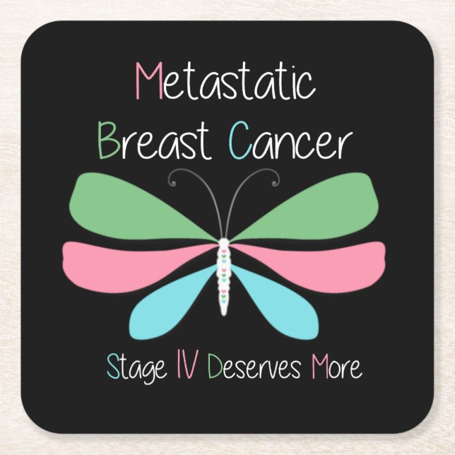Metastatic Breast Cancer Awareness Square Paper Coaster (Front)