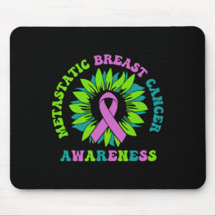 Metastatic Breast Cancer Awareness Sunflower Ribbo Mouse Pad