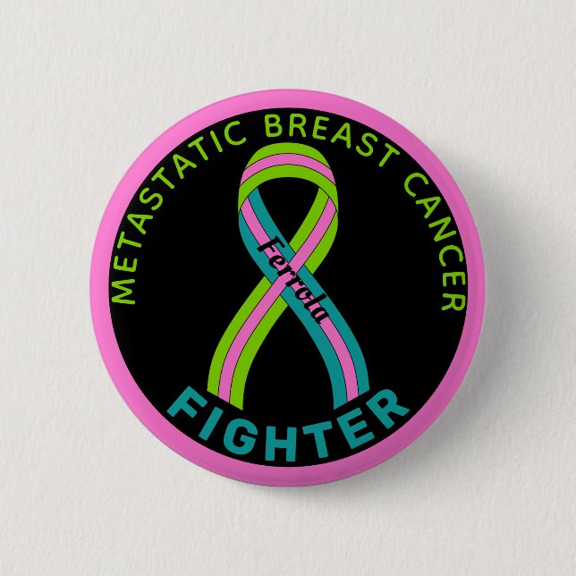 Metastatic Breast Cancer Fighter Ribbon Black 6 Cm Round Badge (Front)