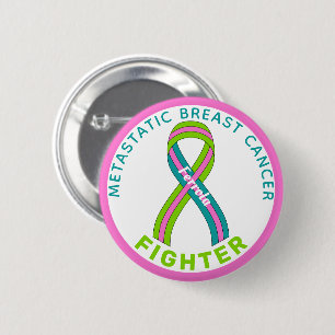 Metastatic Breast Cancer Fighter Ribbon White 6 Cm Round Badge