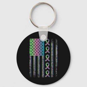 Metastatic Breast Cancer Flag Awareness Survivor G Key Ring