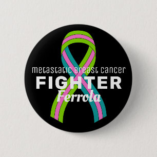 Metastatic Breast Cancer Ribbon Black Button